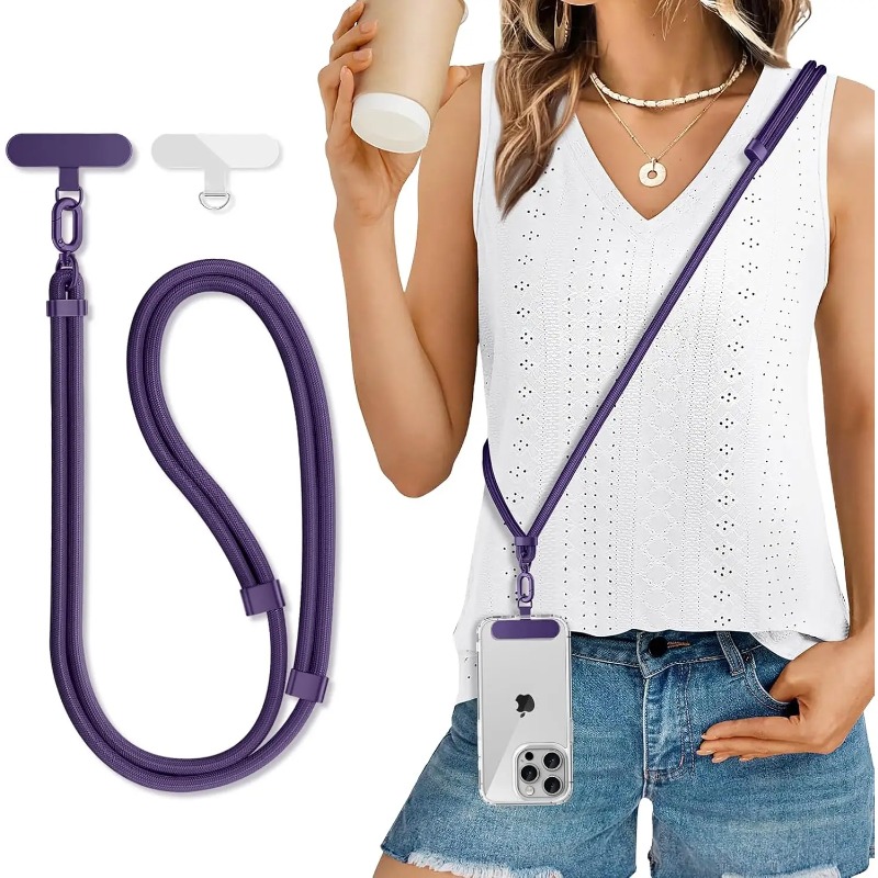 Phone Cases With Loop - ユニバーサル調整可能な携帯電話用ランヤード、クロスボディネックレスストラップ、携帯電話ケース用ロングハンギングロープ、クリップ付き、紛失防止、耐久性と頑丈さを備えています
