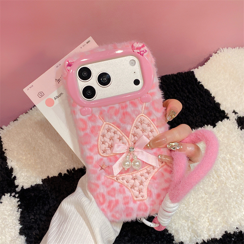 Phone Cases For Iphone 15 - 高級感のあるレオパード柄ビキニプリントのぬいぐるみ風スマホケース iPhone 17 Air 16 15
