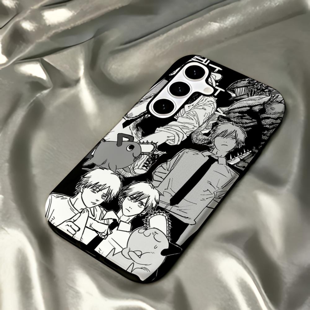 Phone Cases Men - アニメチェーンソーマン柄ホットフォンケース サムスンギャラクシーS25 S24 S23 S22 S21