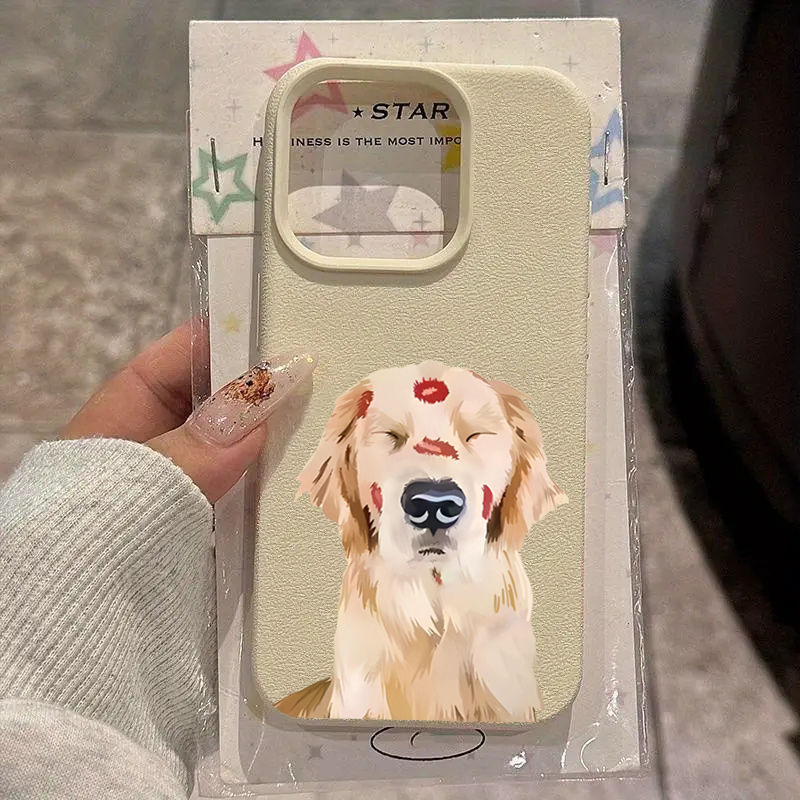 Phone Cases Galaxy A16 5G - かわいいゴールデンレトリバーの赤い唇プリントのスマホケース、Samsung Galaxy A16 A15 A36 A55