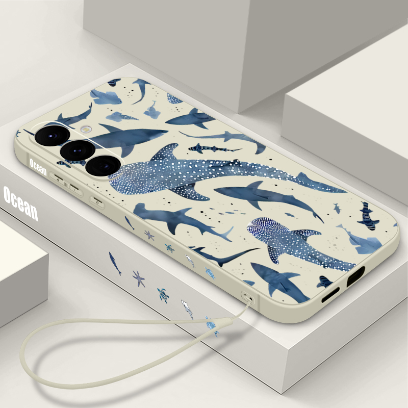 Phone Cases Galaxy A16 5G - クジラ柄のランヤードケース Samsung Galaxy A17 A56 A55