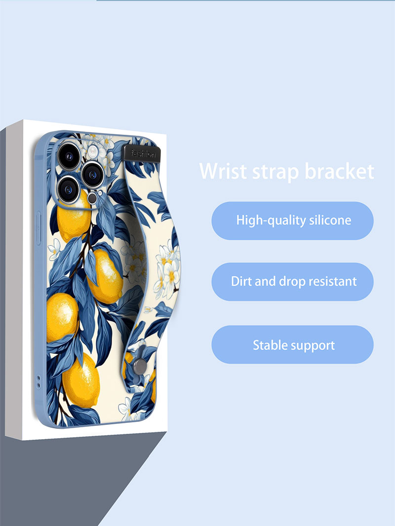 Phone Cases With Loop - フルーツレモンカラフルスターフラワーアート柄リストストラップ付きスマホケース iPhone 17 16 15 14