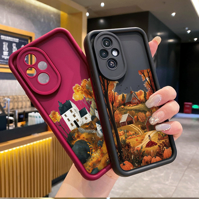レトロな田舎の建物と秋の風景のパターンが描かれたHonor  - Phone Cases Honor のレビューと価格