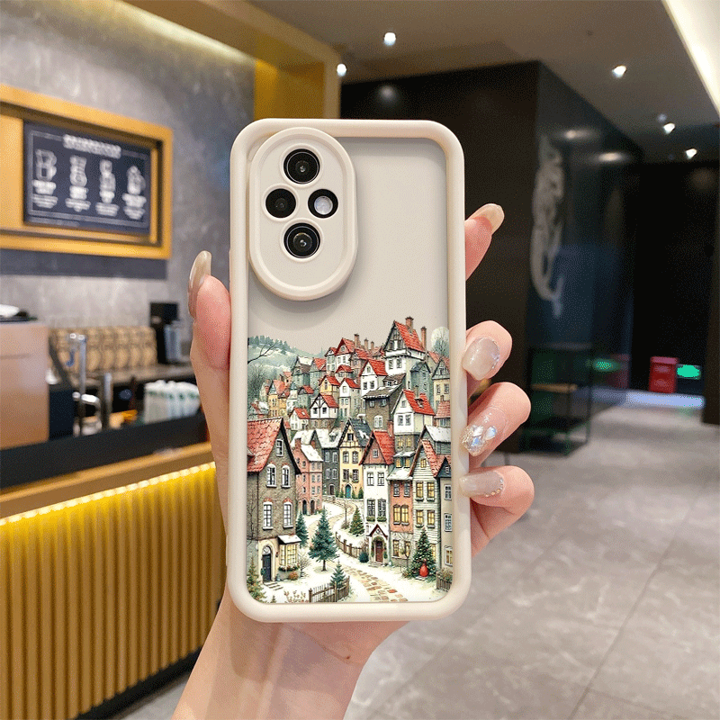 レトロな田舎の建物と秋の風景のパターンが描かれたHonor  - Phone Cases Honor のレビューと価格