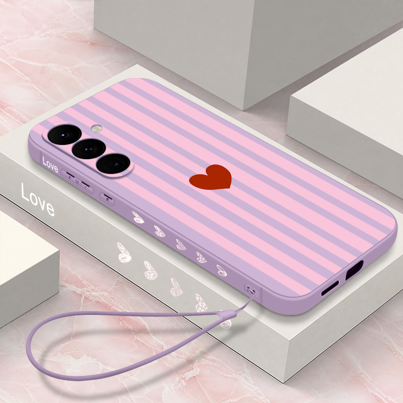 ストライプハート柄プリントのストラップ付きスマホケース、Sa - Phone Cases Galaxy A16 5G のレビューと価格