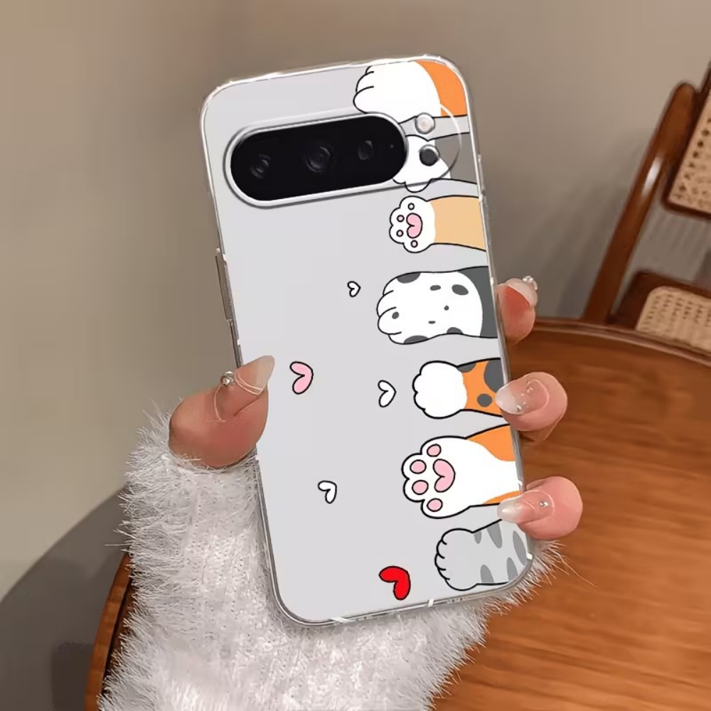 漫画猫の足跡クリスタルクリアシリコン製スマホケース Goog - Google Pixel 9 のレビューと価格