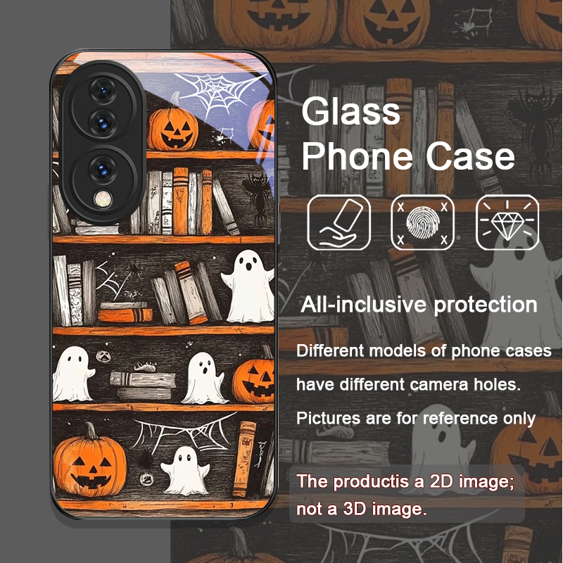 ハロウィン パンプキン ゴースト 本棚 強化ガラス製スマホケ - Phone Cases Honor のレビューと価格