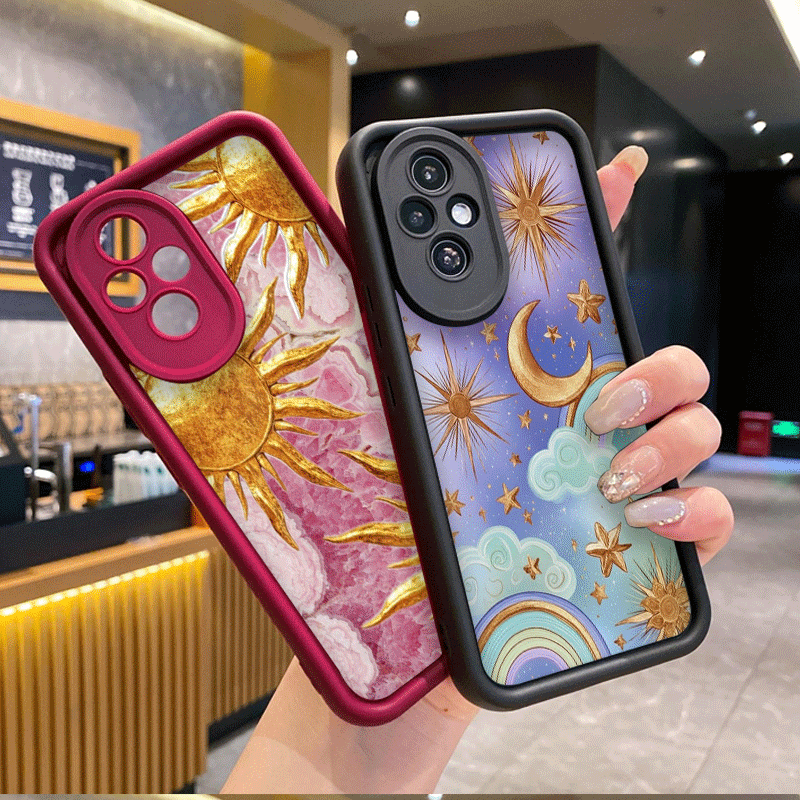 ヴィンテージ風ゴールデン星空太陽月プリントスマホケース Ho - Phone Cases Honor のレビューと価格