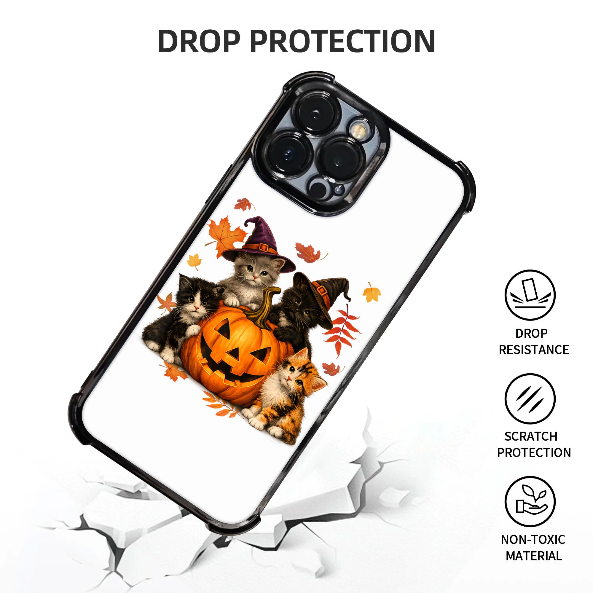 ハロウィンキュートな猫とカボチャのスパイキーシーズン メンズ - Phone Cases Men のレビューと価格