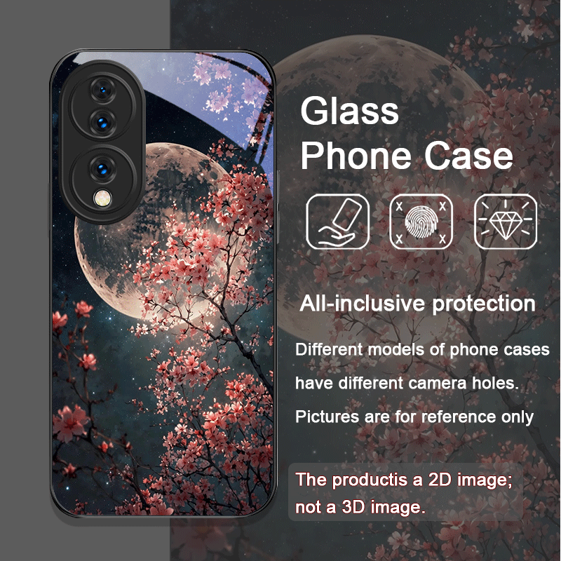 レトロな風景と月と桜のデザインの強化ガラス製スマホケース H - Phone Cases Honor のレビューと価格