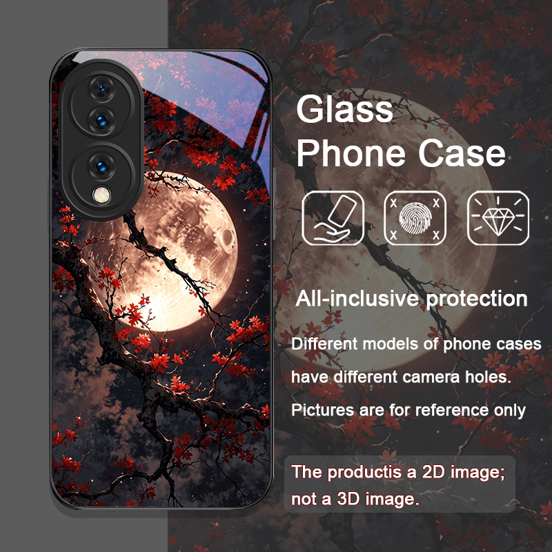 レトロな風景と月と桜のデザインの強化ガラス製スマホケース H - Phone Cases Honor のレビューと価格