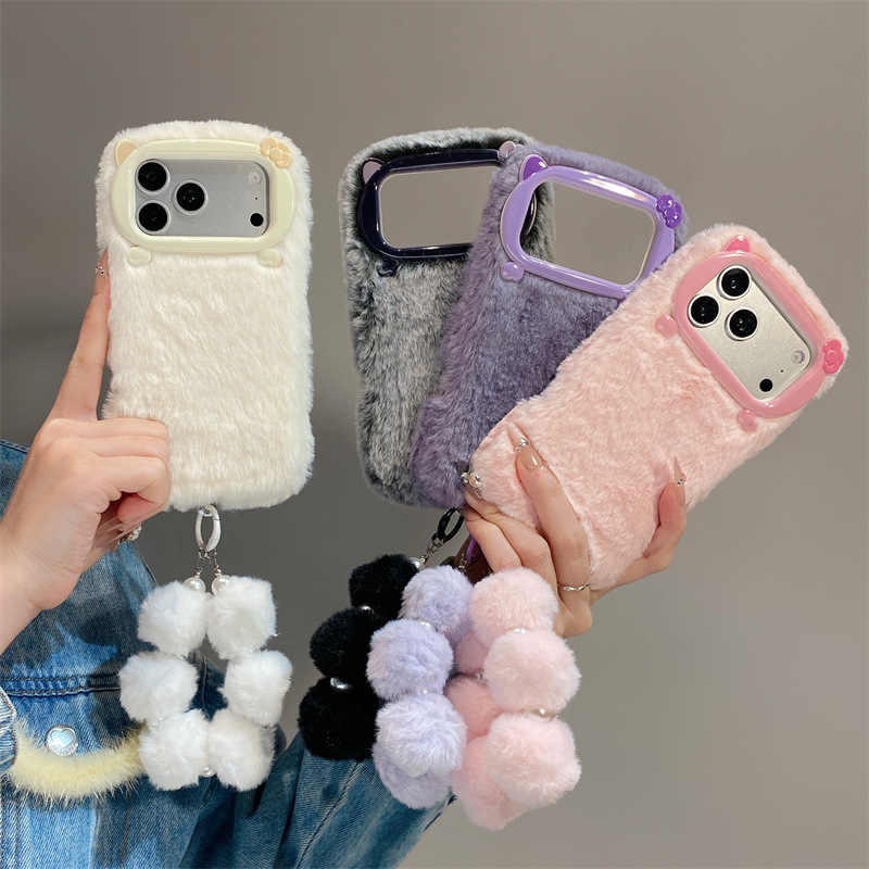 高級感のある無地のファー素材のプラッシュフォンケース iPh - Phone Cases Casely のレビューと価格