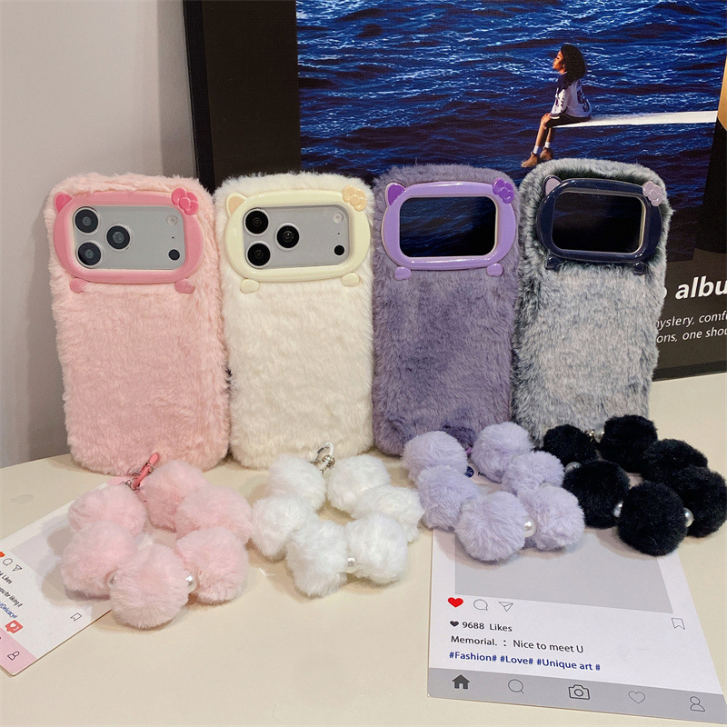 高級感のある無地のファー素材のプラッシュフォンケース iPh - Phone Cases Casely のレビューと価格
