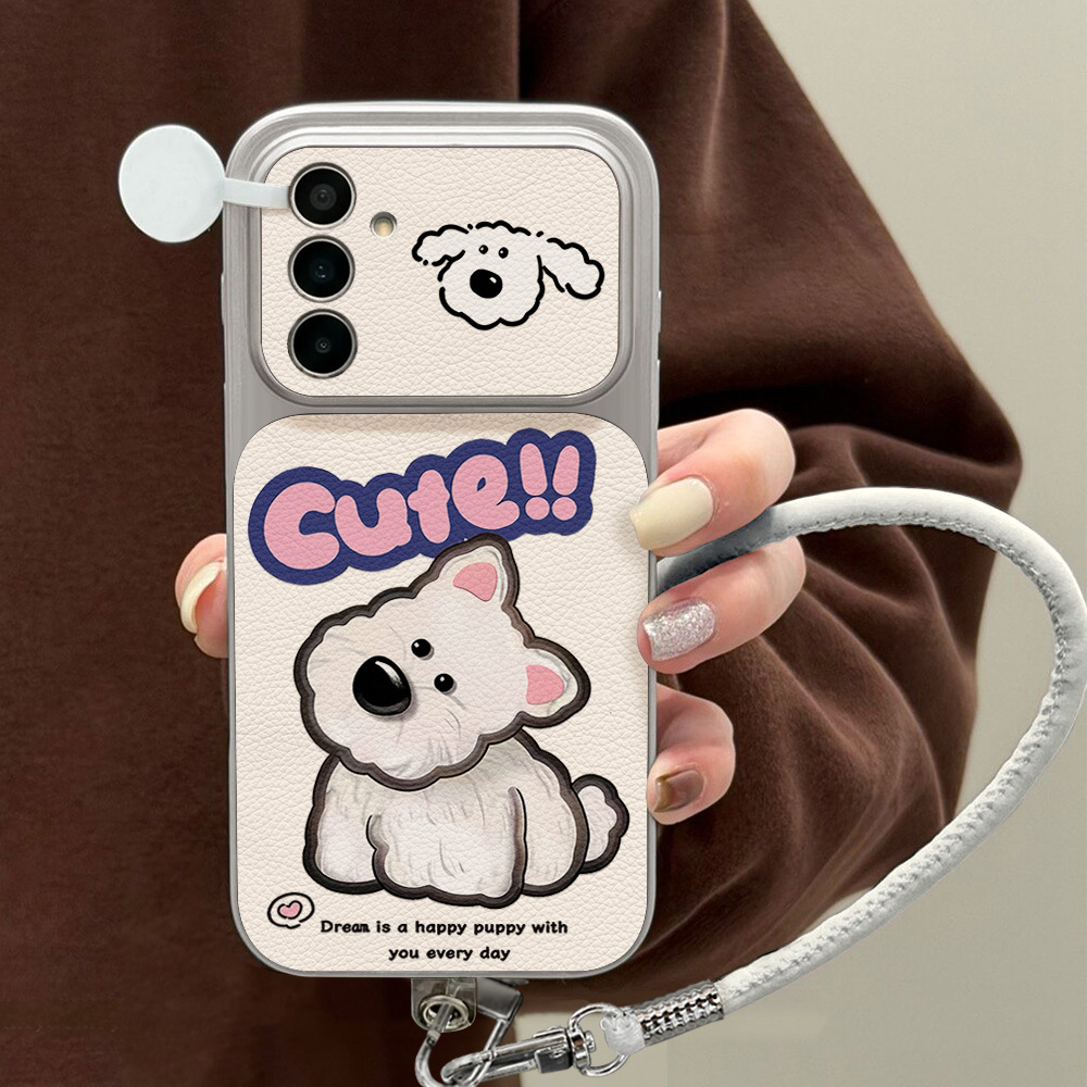 かわいい漫画犬柄のネックストラップ付きスマホケース、Sams - Camera Lens Protector のレビューと価格
