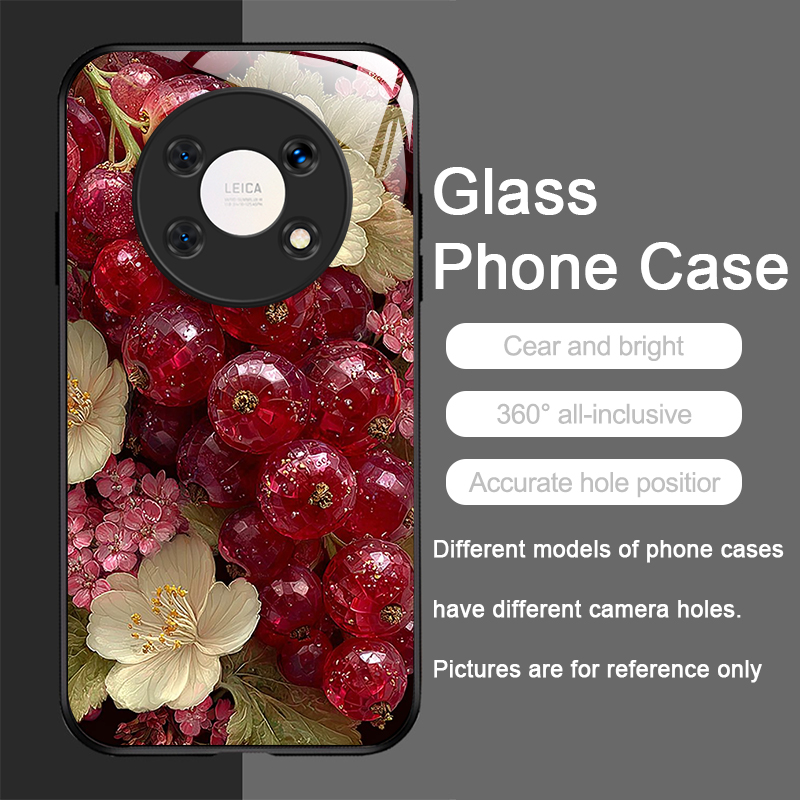 美しいクリスタルフルーツ柄2Dプリント強化ガラス製スマホケー - Phone Cases Honor のレビューと価格