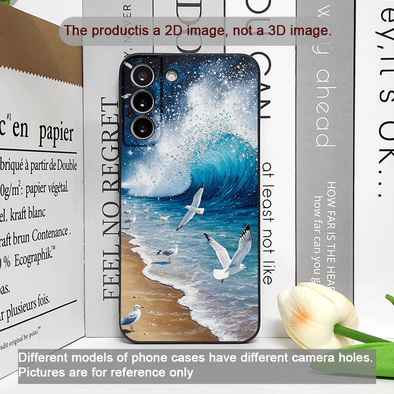 夏のビーチ、青い海の波、鳥柄のソフトカバー付きスマホケース（ - Phone Cases Honor のレビューと価格