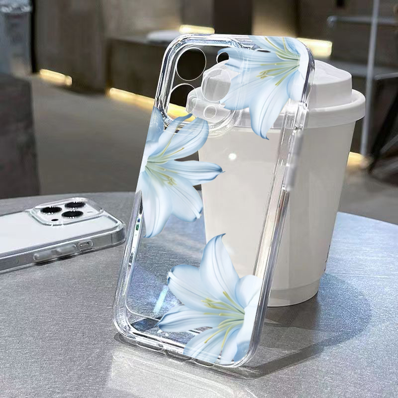 ファッショナブルで精巧な白いユリの花柄スマホケース iPho - Phone Cases For Iphone 15 のレビューと価格
