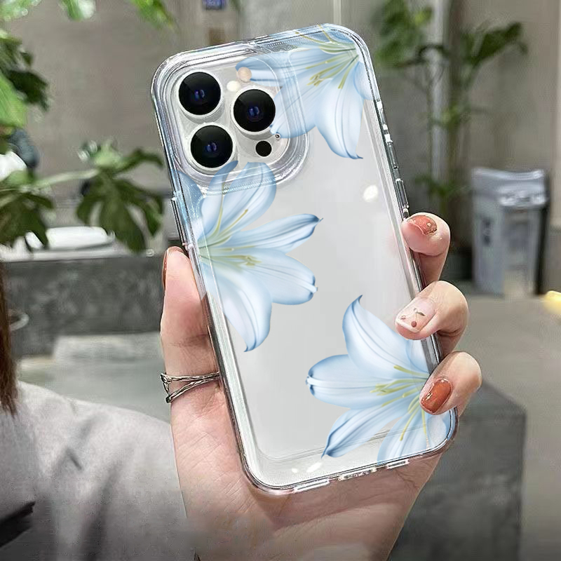 ファッショナブルで精巧な白いユリの花柄スマホケース iPho - Phone Cases For Iphone 15 のレビューと価格